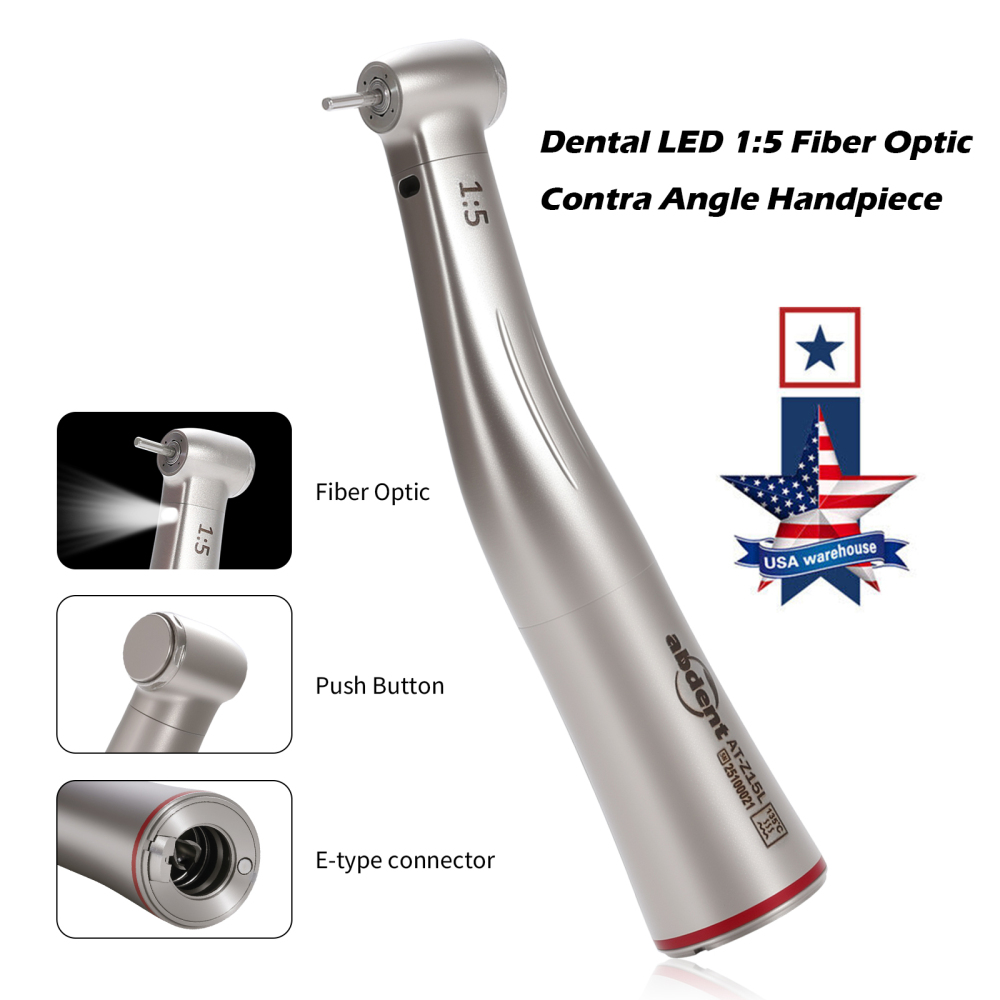 abdent brand Dental 1:5 Increasing LED Fiber Optic Electric Contra Angle Handpiece