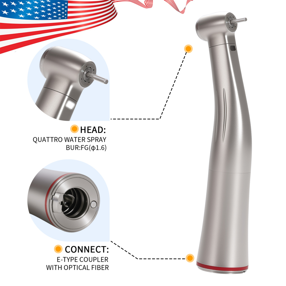abdent brand Dental 1:5 Increasing LED Fiber Optic Electric Contra Angle Handpiece