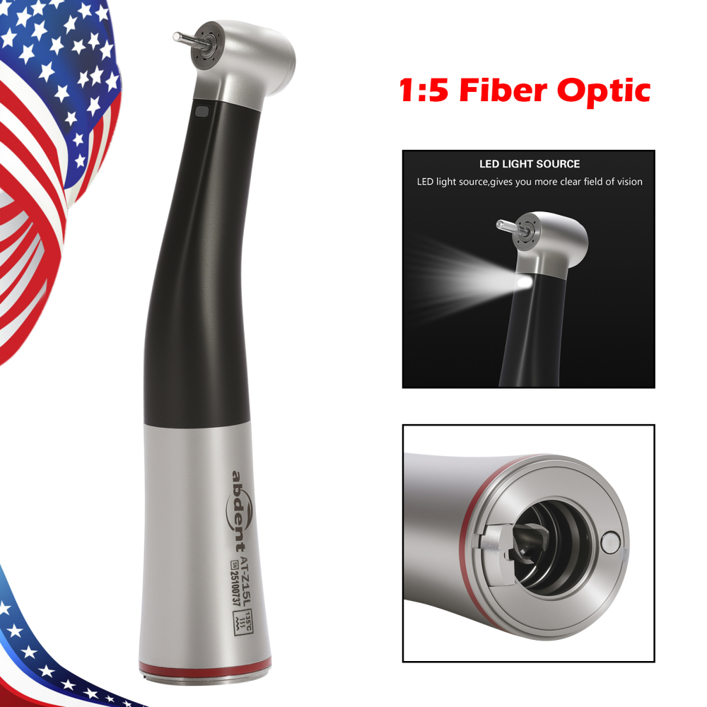 Dental 1:5 LED Fiber Optic Contra Angle Increasing Handpiece AT Fit Electric Motor