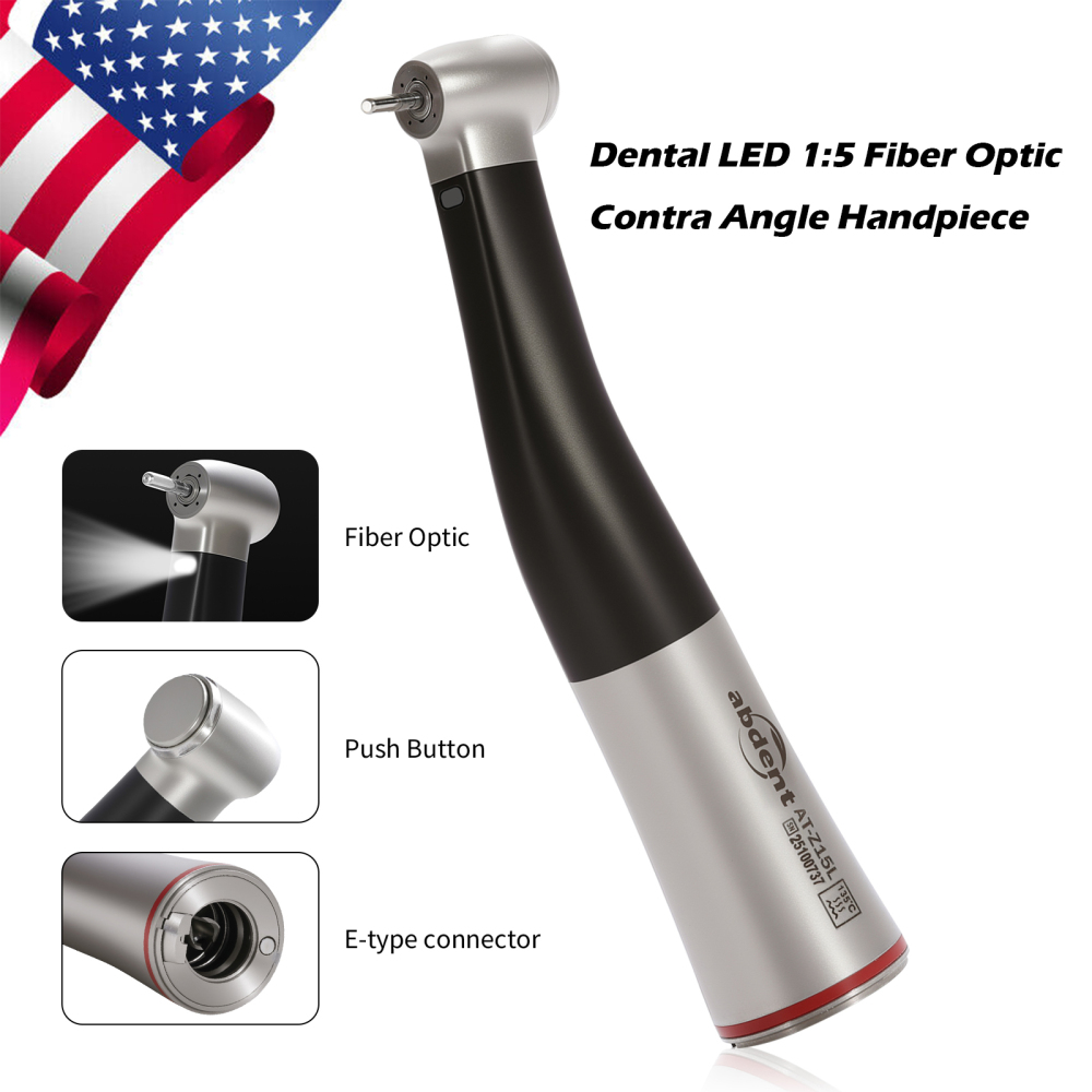 Dental 1:5 LED Fiber Optic Contra Angle Increasing Handpiece AT Fit Electric Motor