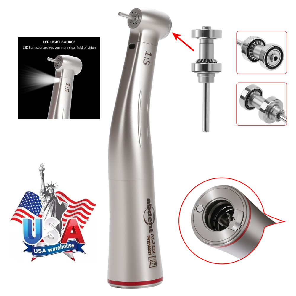 abdent brand Dental 1:5 Increasing LED Fiber Optic Electric Contra Angle Handpiece