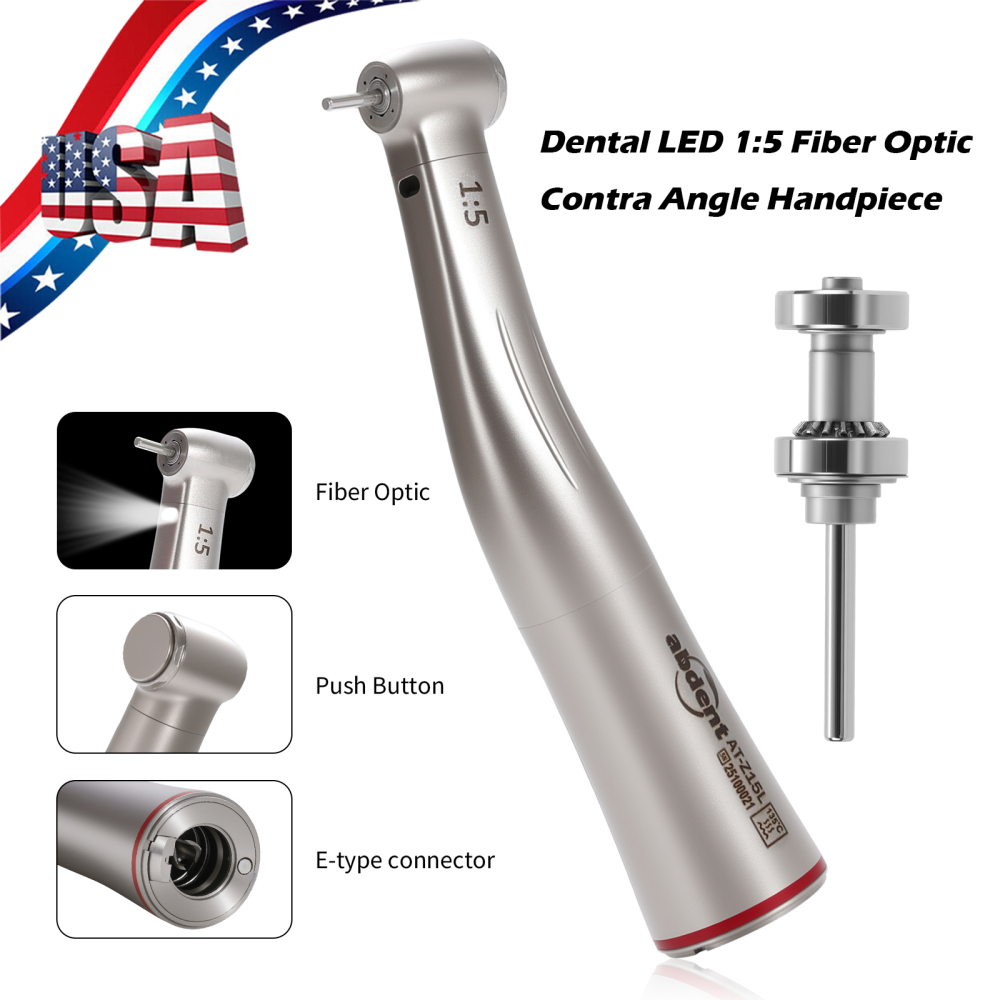 abdent brand Dental 1:5 Increasing LED Fiber Optic Electric Contra Angle Handpiece