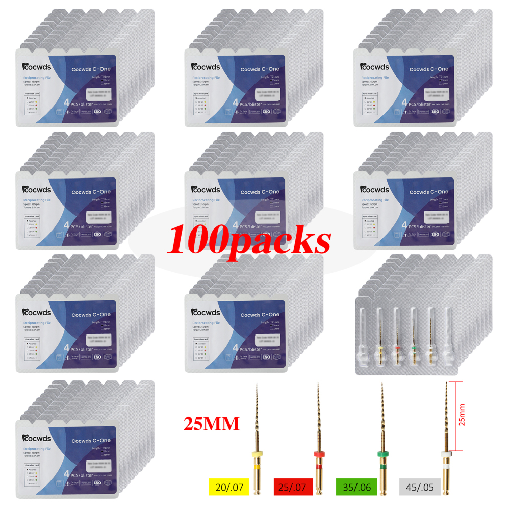 4pcs Dental Reciprocating Endodontic Root Canal Niti Gold Endo Rotary Files 25mm