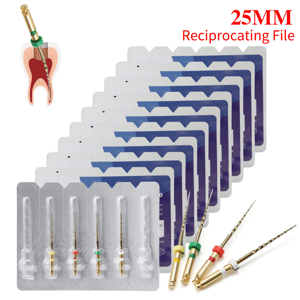 4pcs Dental Reciprocating Endodontic Root Canal Niti Gold Endo Rotary Files 25mm