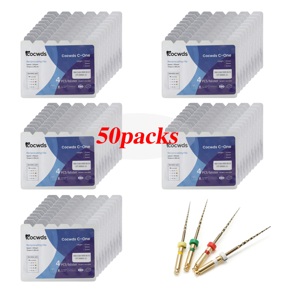 4pcs Dental Reciprocating Endodontic Root Canal Niti Gold Endo Rotary Files 25mm