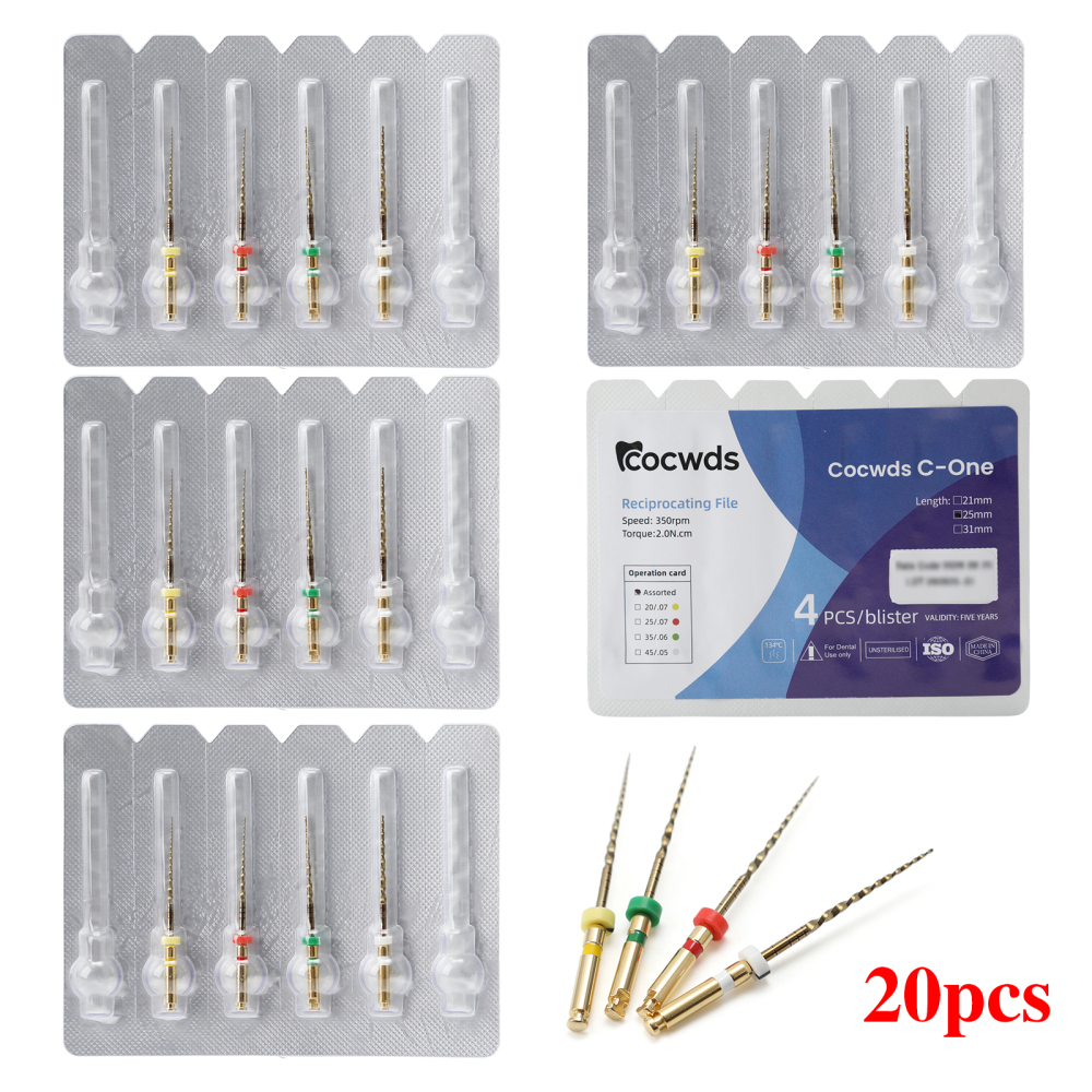 4pcs Dental Reciprocating Endodontic Root Canal Niti Gold Endo Rotary Files 25mm