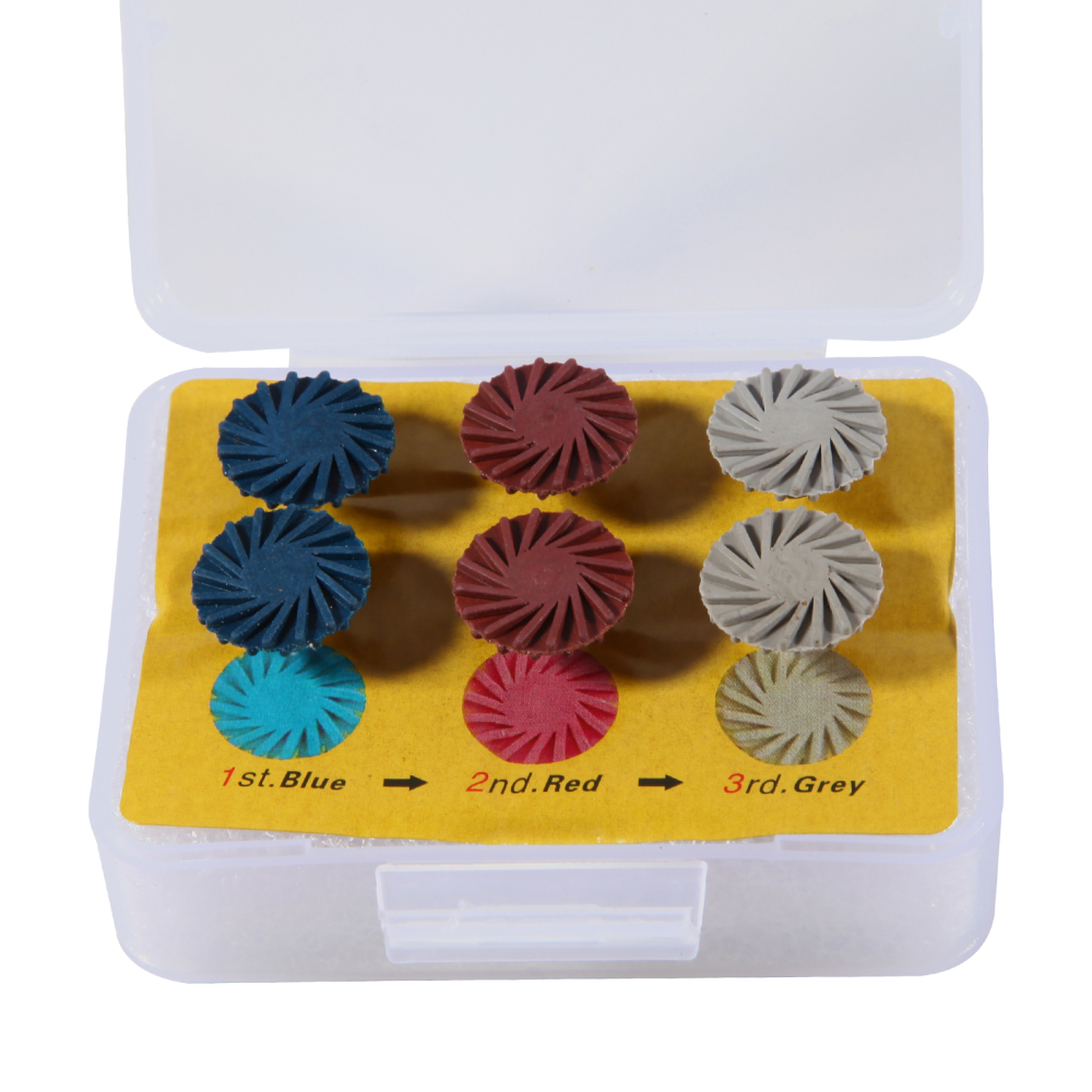 6Pcs Dental Composite Polishing Diamond RA 2.35mm Rubber Wheel Kit