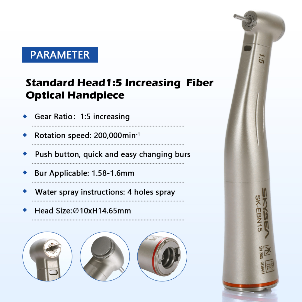 Sale! Dental 1:5 Increasing LED Fiber Optic Electric Contra Angle Handpiece ST/CS/AT/SK