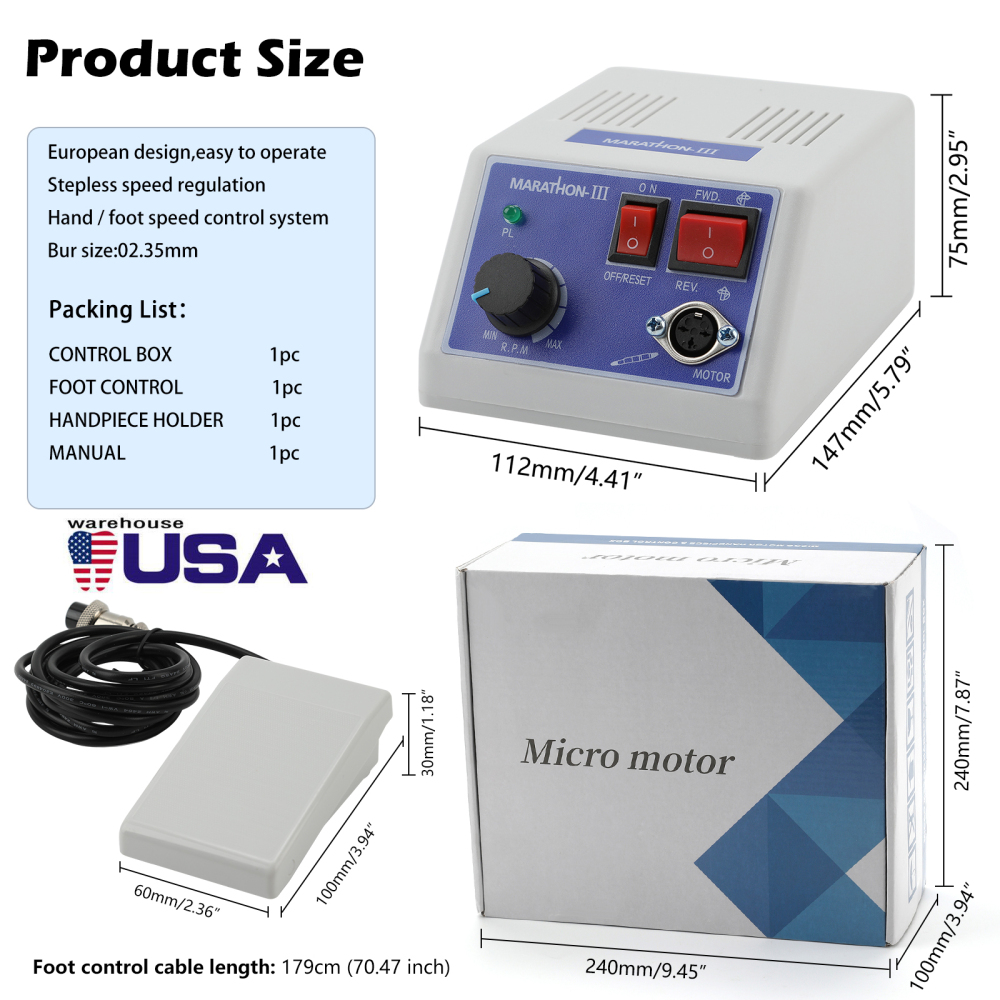 Dental Lab Marathon Micromotor Polisher Machine N3/E-type handpiece/straight handpiece/contra angle handpiece