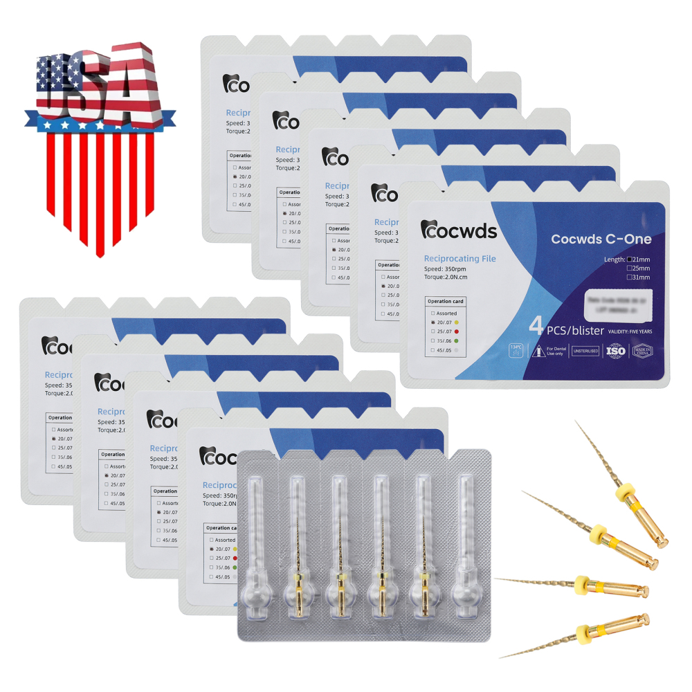 4pcs Dental Reciprocating Endodontic Root Canal Niti Gold Endo Rotary Files 21mm/25mm/31mm