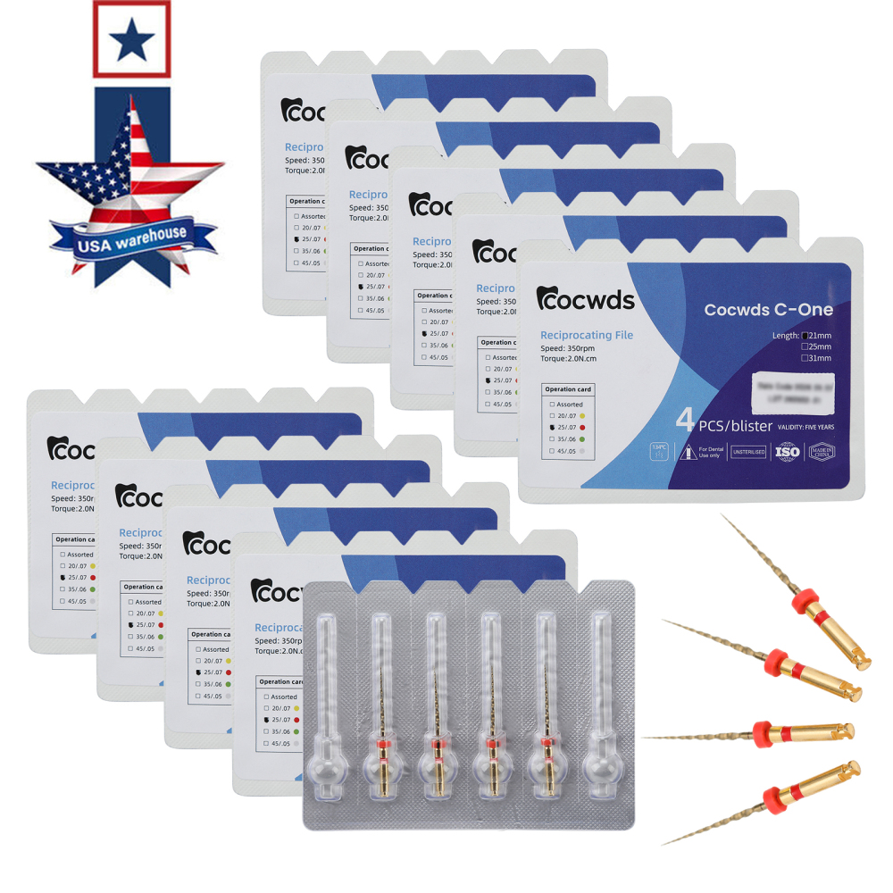 4pcs Dental Reciprocating Endodontic Root Canal Niti Gold Endo Rotary Files 21mm/25mm/31mm