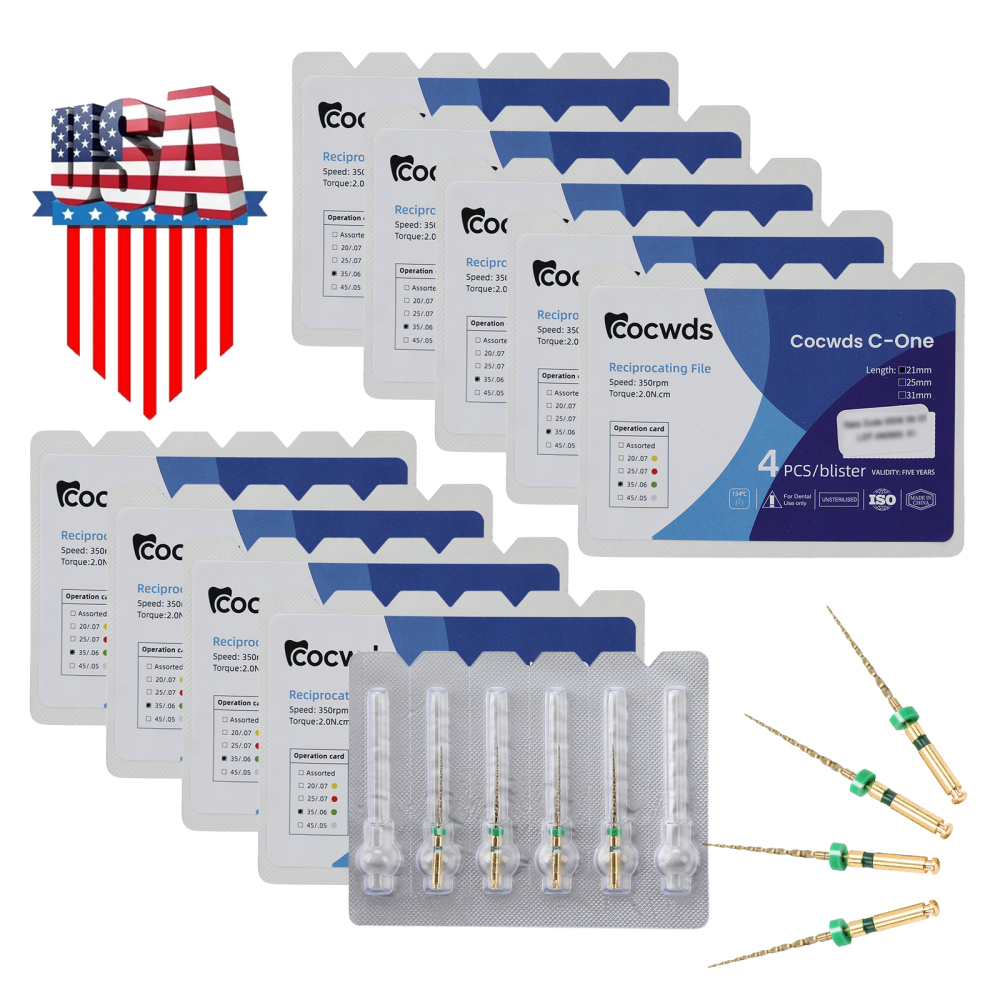 4pcs Dental Reciprocating Endodontic Root Canal Niti Gold Endo Rotary Files 21mm/25mm/31mm