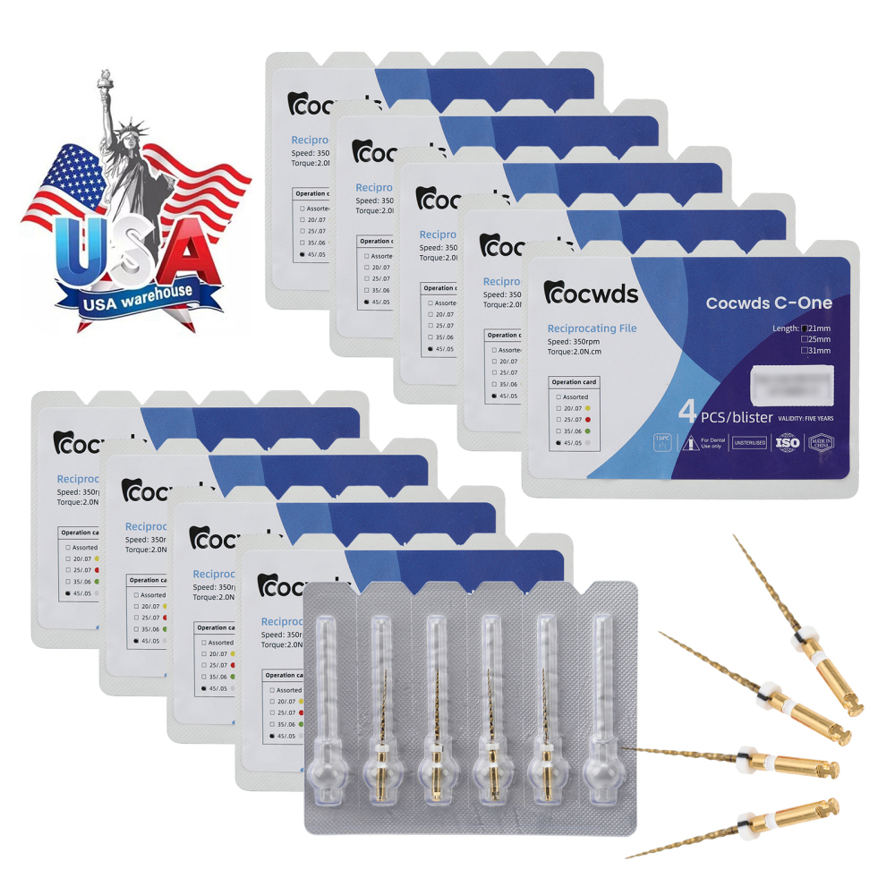 4pcs Dental Reciprocating Endodontic Root Canal Niti Gold Endo Rotary Files 21mm/25mm/31mm