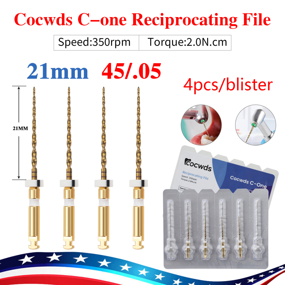 4pcs Dental Reciprocating Endodontic Root Canal Niti Gold Endo Rotary Files 21mm/25mm/31mm