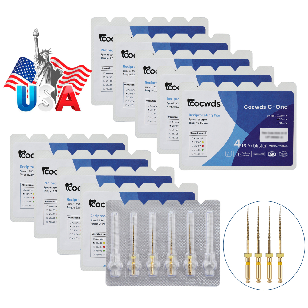 4pcs Dental Reciprocating Endodontic Root Canal Niti Gold Endo Rotary Files 21mm/25mm/31mm