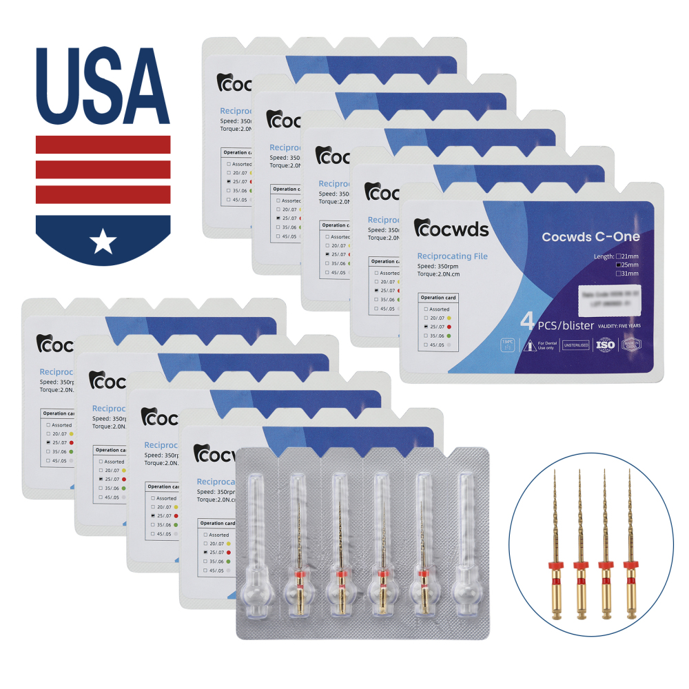 4pcs Dental Reciprocating Endodontic Root Canal Niti Gold Endo Rotary Files 21mm/25mm/31mm