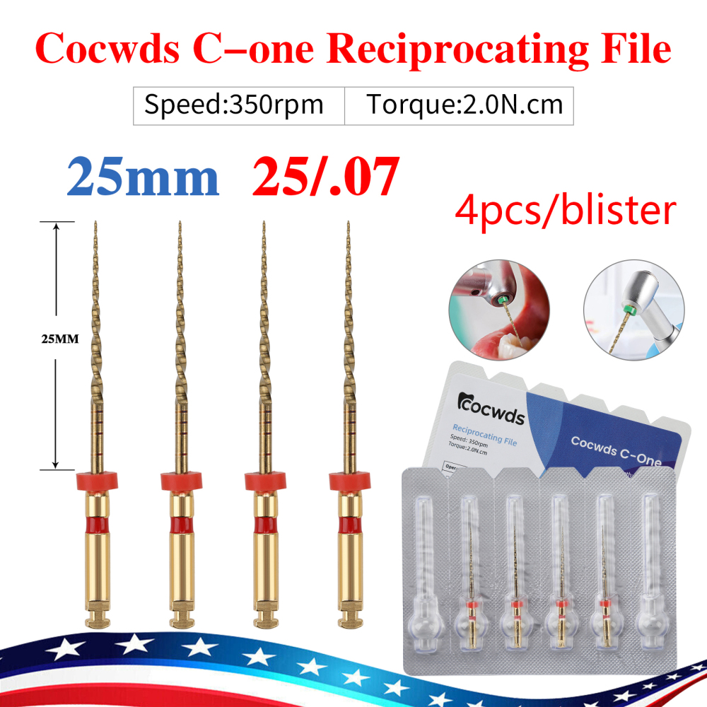 4pcs Dental Reciprocating Endodontic Root Canal Niti Gold Endo Rotary Files 21mm/25mm/31mm