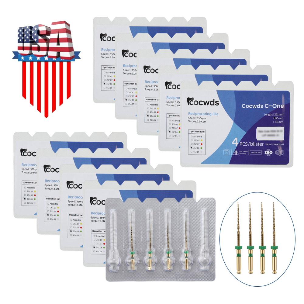 4pcs Dental Reciprocating Endodontic Root Canal Niti Gold Endo Rotary Files 21mm/25mm/31mm