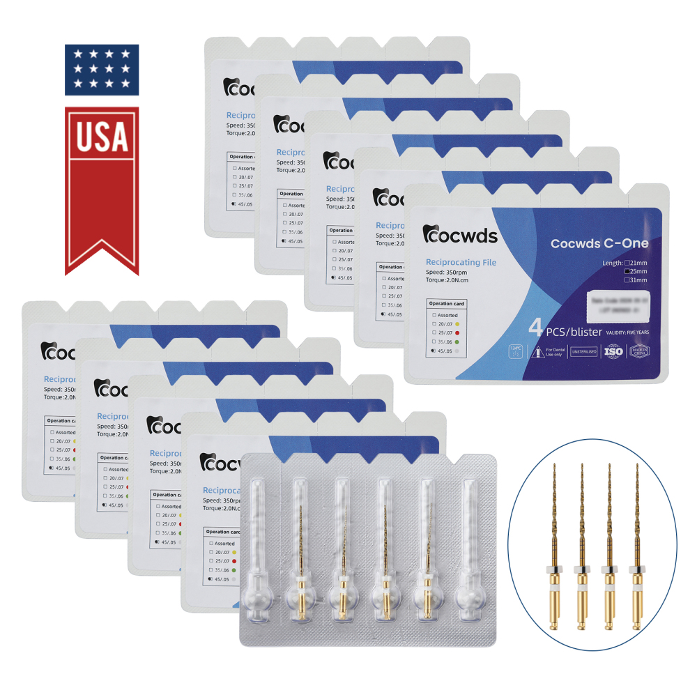4pcs Dental Reciprocating Endodontic Root Canal Niti Gold Endo Rotary Files 21mm/25mm/31mm