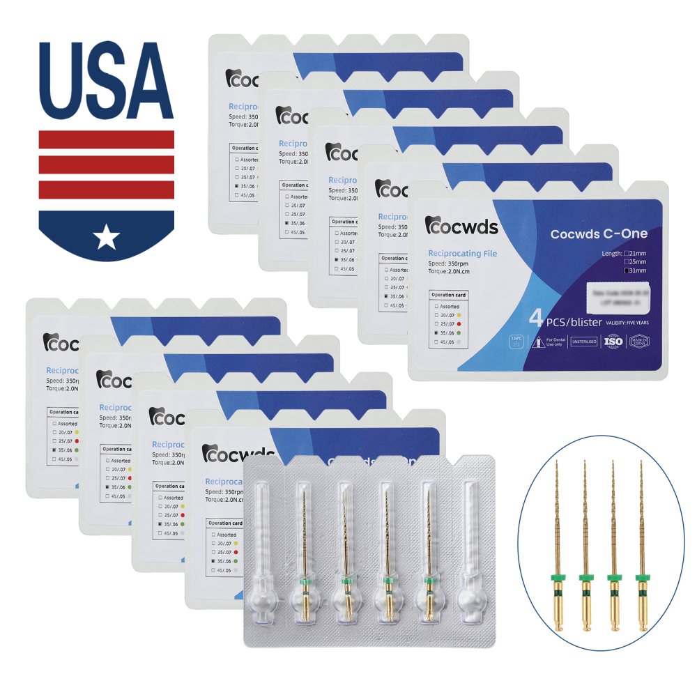 4pcs Dental Reciprocating Endodontic Root Canal Niti Gold Endo Rotary Files 21mm/25mm/31mm