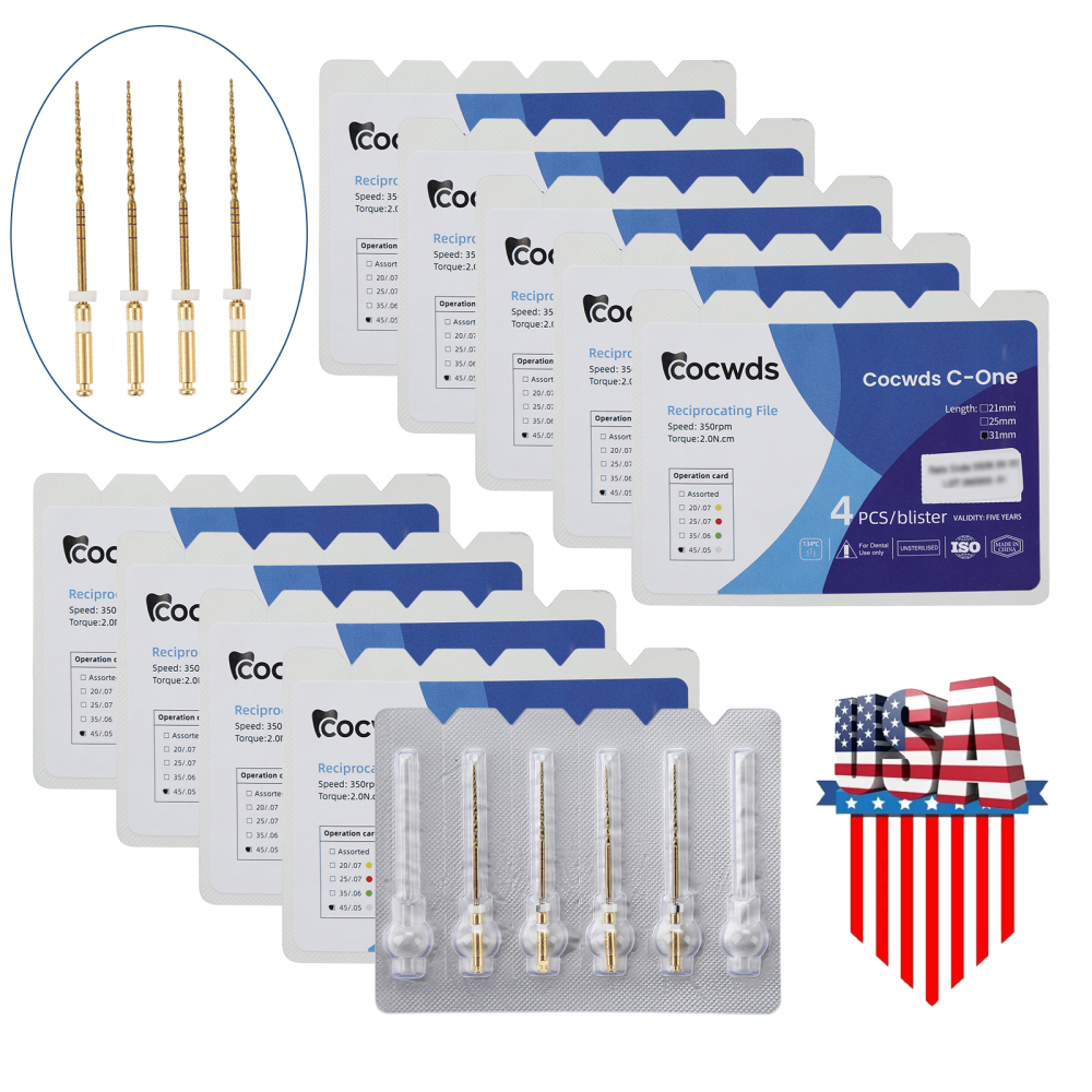 4pcs Dental Reciprocating Endodontic Root Canal Niti Gold Endo Rotary Files 21mm/25mm/31mm