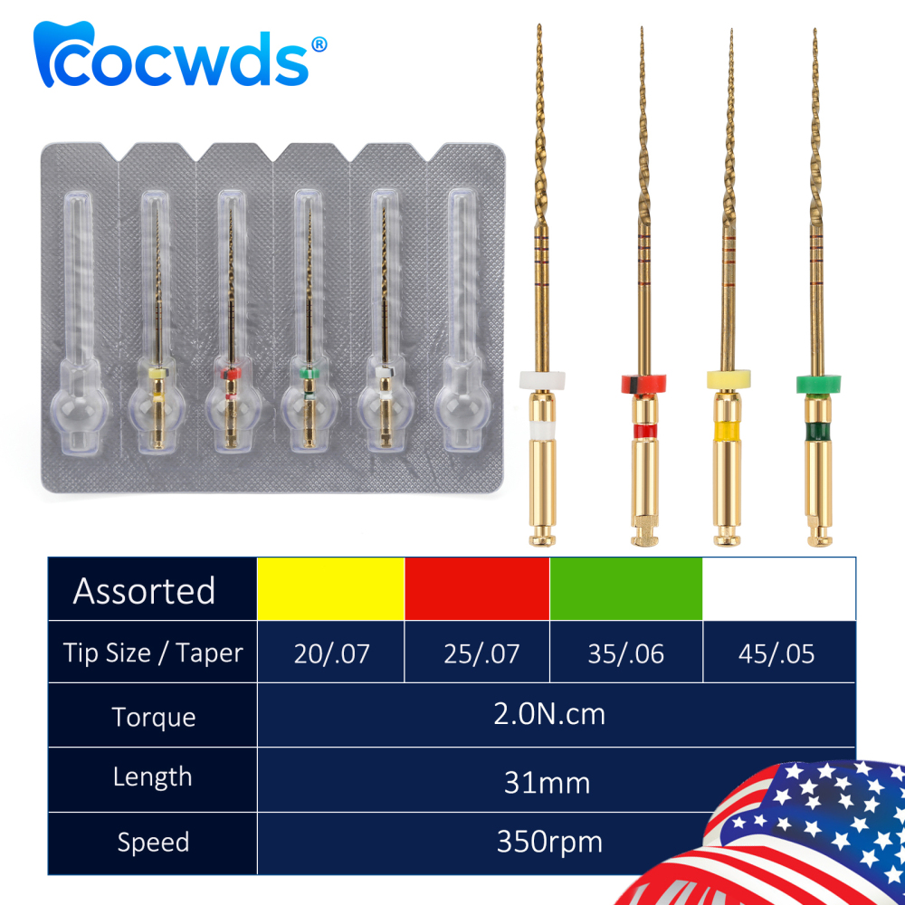4pcs Dental Reciprocating Endodontic Root Canal Niti Gold Endo Rotary Files 21mm/25mm/31mm