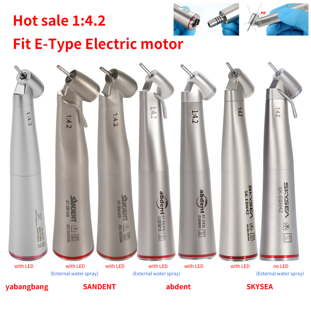 Dental 1:4.2 Increasing Contra Angle Handpiece LED Fiber Optic Electric/Non-LED