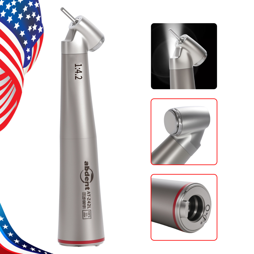 Dental 1:4.2 Increasing Contra Angle Handpiece LED Fiber Optic Electric/Non-LED