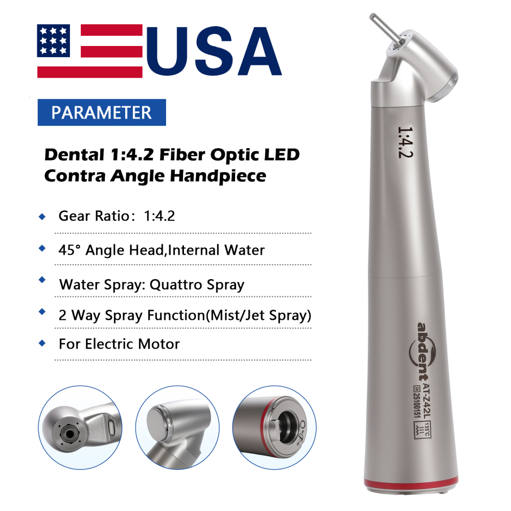 Dental 1:4.2 Increasing Contra Angle Handpiece LED Fiber Optic Electric/Non-LED
