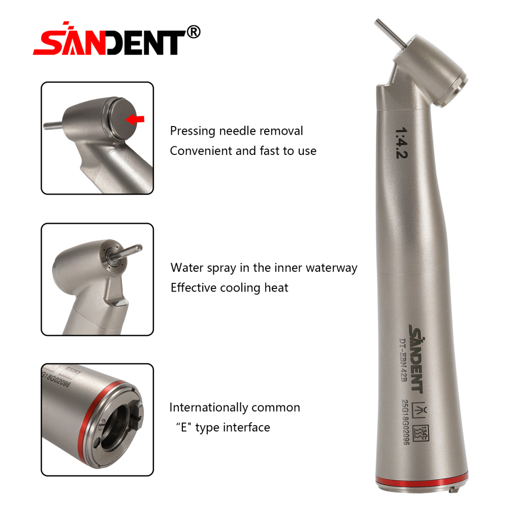 Dental 1:4.2 Increasing Contra Angle Handpiece LED Fiber Optic Electric/Non-LED