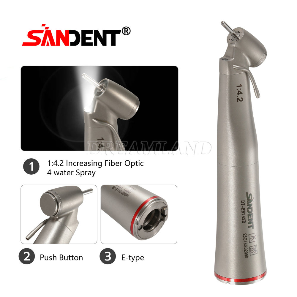 Dental 1:4.2 Increasing Contra Angle Handpiece LED Fiber Optic Electric/Non-LED