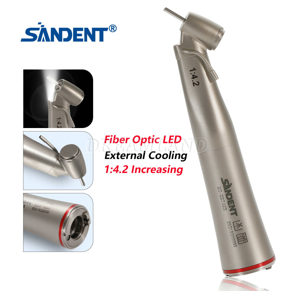 Dental 1:4.2 Increasing Contra Angle Handpiece LED Fiber Optic Electric/Non-LED