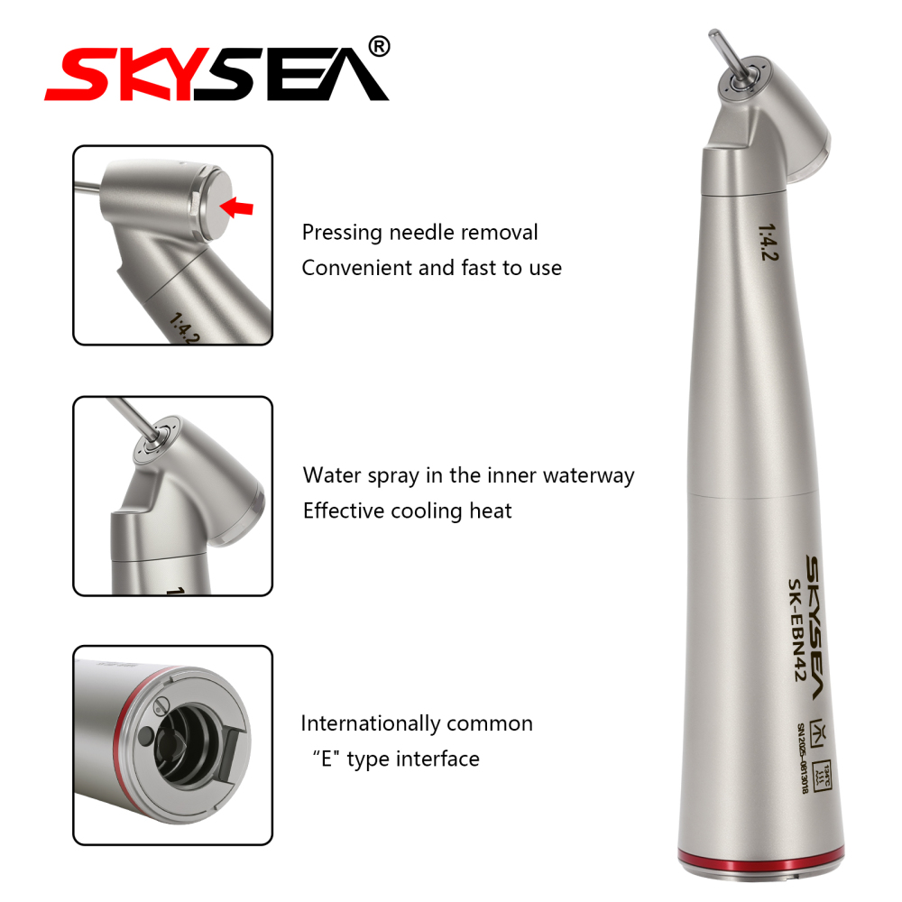 Dental 1:4.2 Increasing Contra Angle Handpiece LED Fiber Optic Electric/Non-LED