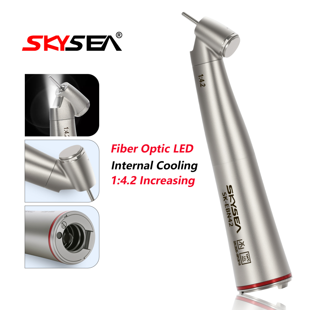 Dental 1:4.2 Increasing Contra Angle Handpiece LED Fiber Optic Electric/Non-LED