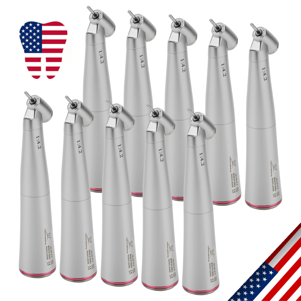 Dental 1:4.2 Increasing Contra Angle Handpiece LED Fiber Optic Electric/Non-LED