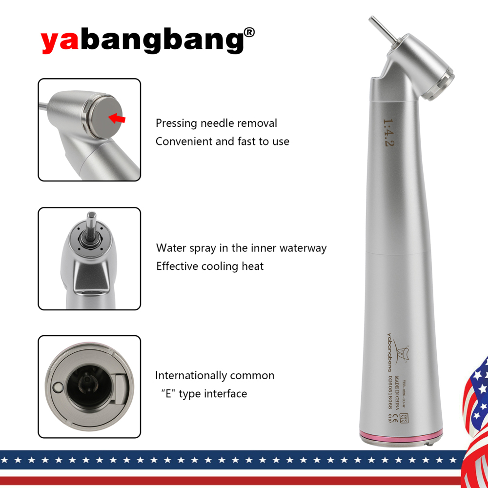 Dental 1:4.2 Increasing Contra Angle Handpiece LED Fiber Optic Electric/Non-LED