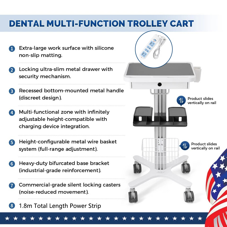 Dental Medical Endodontics Intraoral Scanner Cart Storage Trolley built-in plug