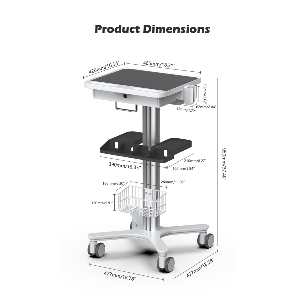 Dental Medical Endodontics Intraoral Scanner Cart Storage Trolley built-in plug