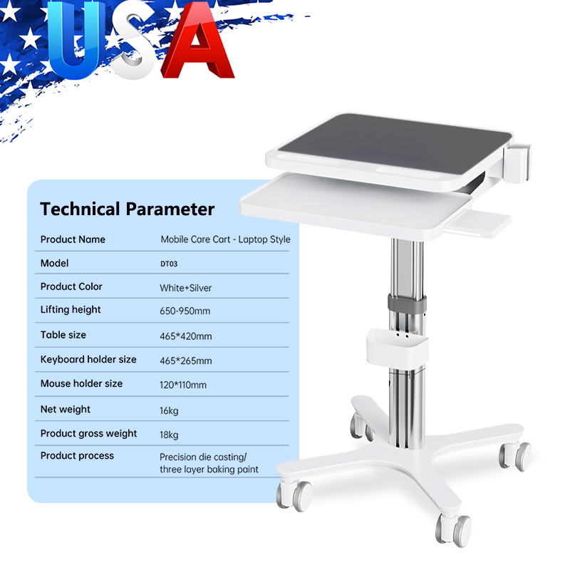 Dental Medical Cart Trolley with Scanner Holder Medical Laptop Workstation Cart