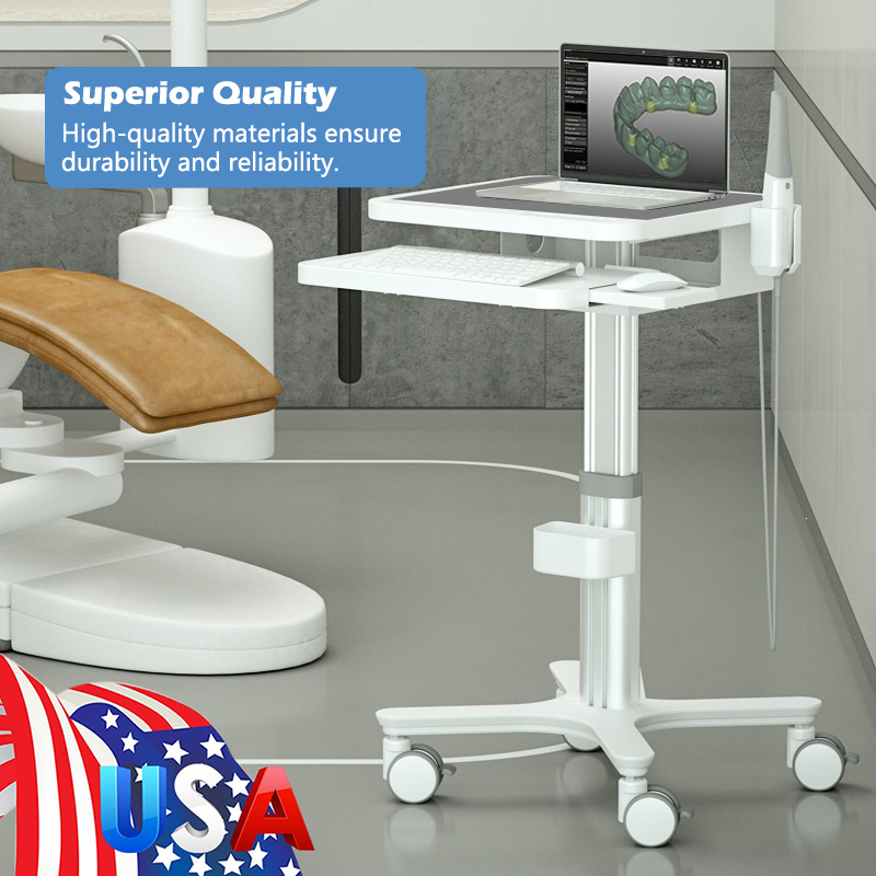 Dental Medical Cart Trolley with Scanner Holder Medical Laptop Workstation Cart