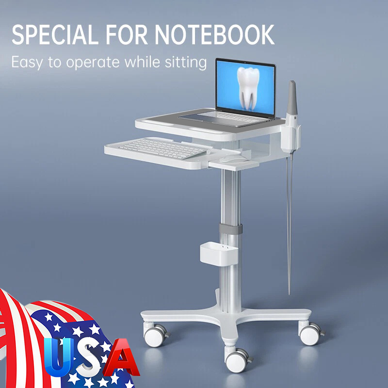 Dental Medical Cart Trolley with Scanner Holder Medical Laptop Workstation Cart