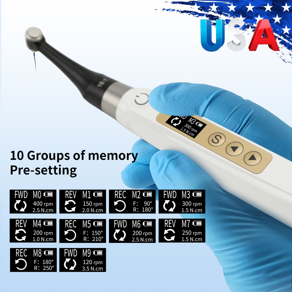 Mini Head Dental Endo Motor 10 Memory Programs 16:1 Reciprocating