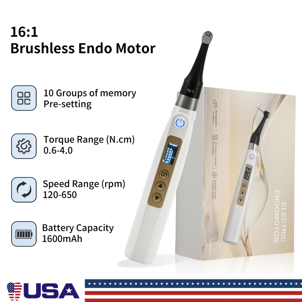 Mini Head Dental Endo Motor 10 Memory Programs 16:1 Reciprocating