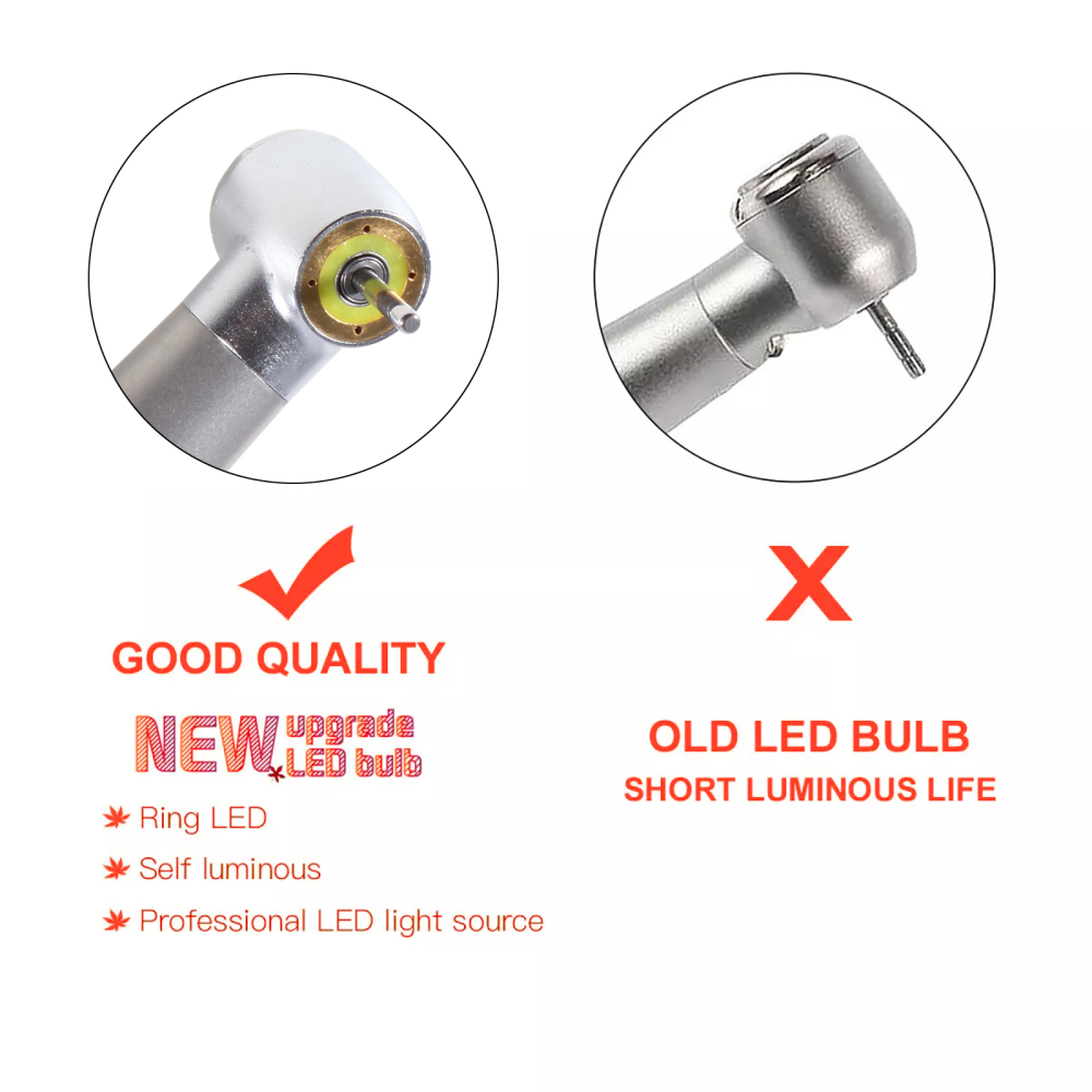 NSK Style Dental Ring LED High Speed Handpiece Shadowless E-Generator Turbine 4/ 2Holes standard head
