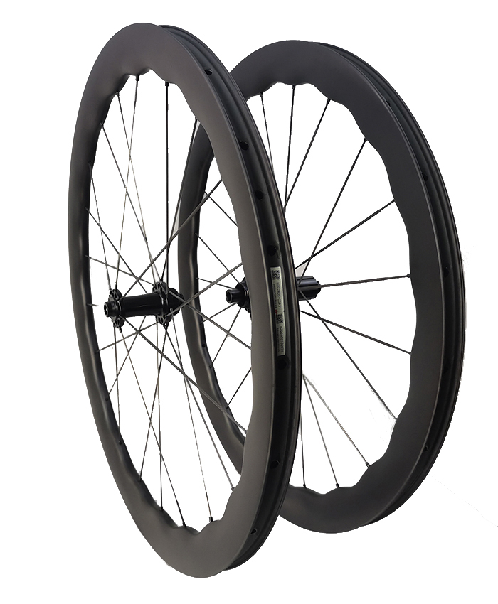 Carbon Speed undulated 45mm-50mm depth disc brake road / gravel bike carbon wheelset 700C tubeless compatible