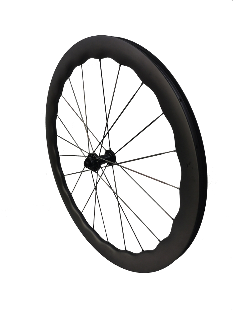 Carbon Speed undulated 45mm-50mm depth disc brake road / gravel bike carbon wheelset 700C tubeless compatible