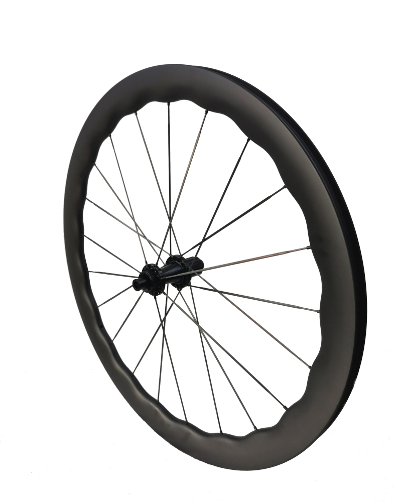 Carbon Speed undulated 45mm-50mm depth disc brake road / gravel bike carbon wheelset 700C tubeless compatible