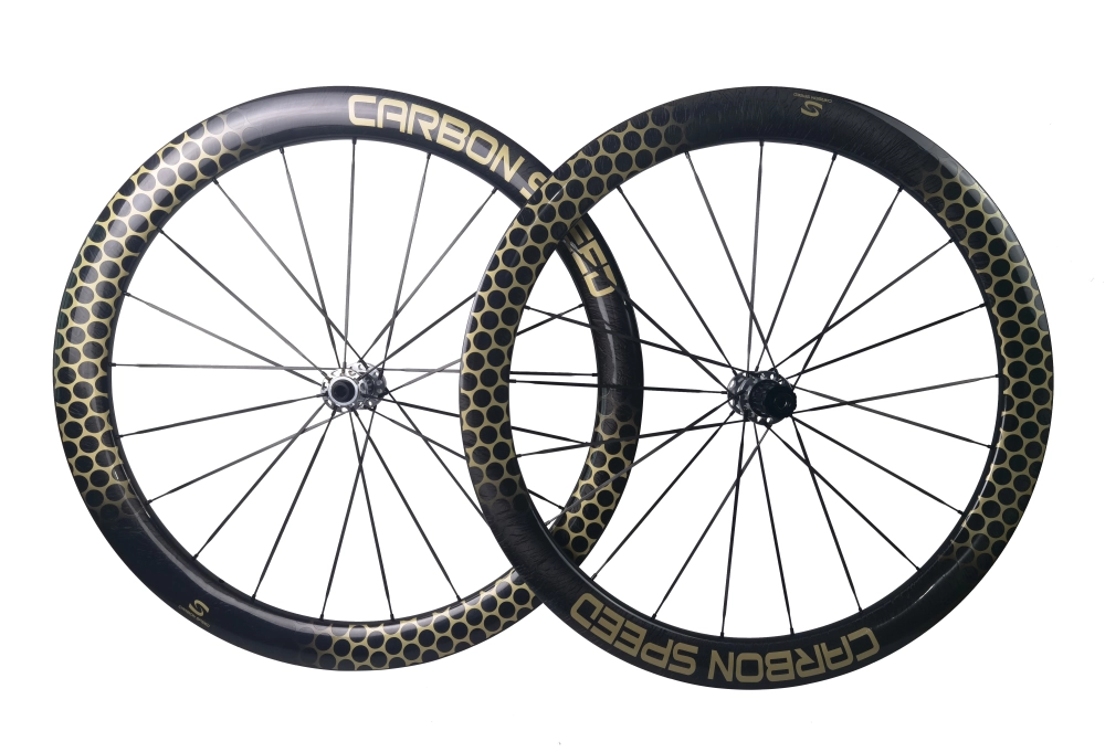 Carbon Speed 700C tubeless marble pattern finish disc brake road/gravel  bike carbon wheelsets with carbon spokes