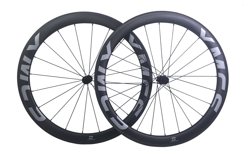 XMCS 21.4mm IW 28mm EW 50mm depth rim brake T1100 carbon 700C high TG rim brake wheelsets build with steel spokes