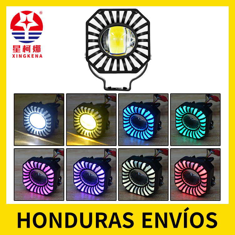 Luz antiniebla LED de aro colorido para uso en conducción de motocicletas